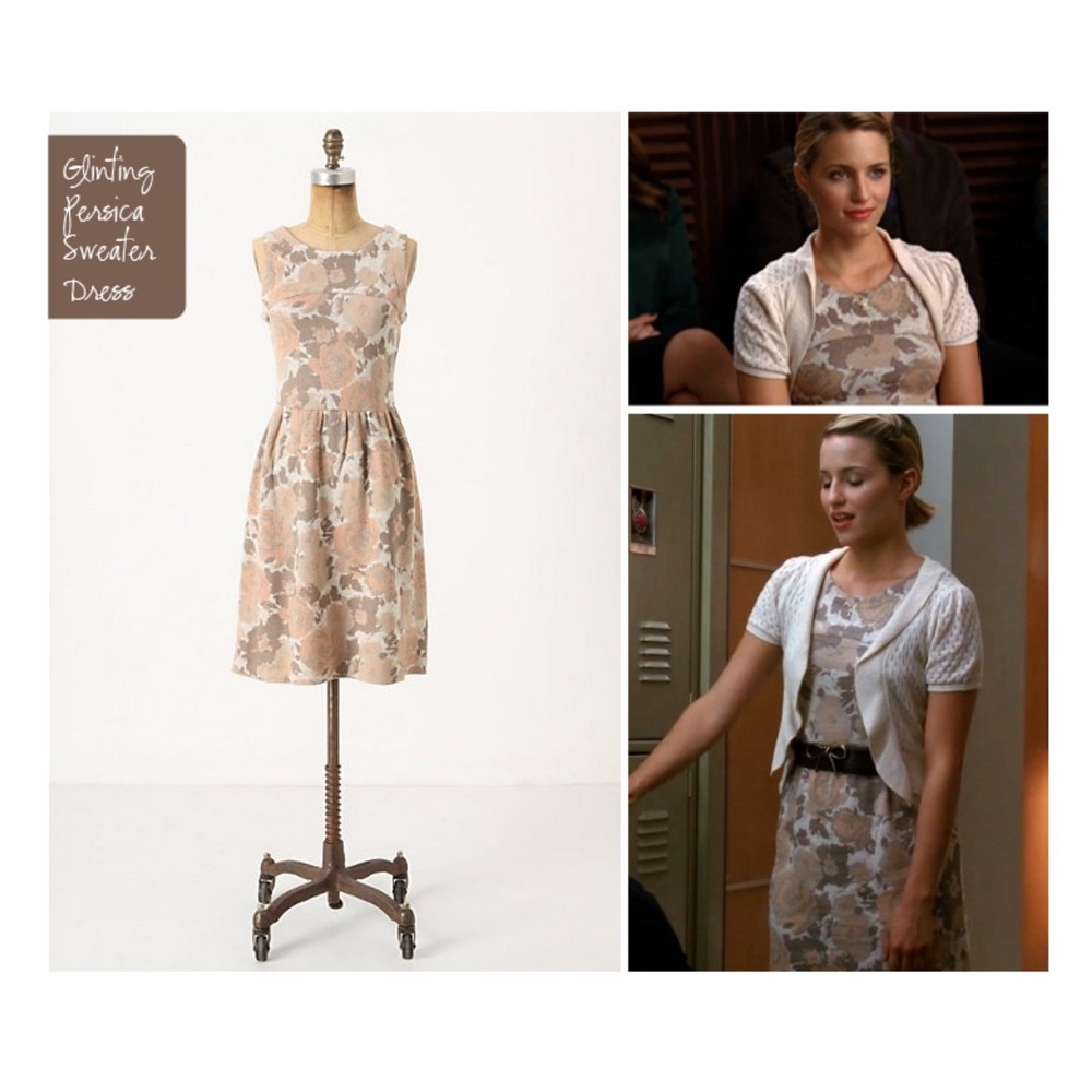 Anthropologie Knitted & Knotted Womens Floral Print Dress Knit‎ Metallic S